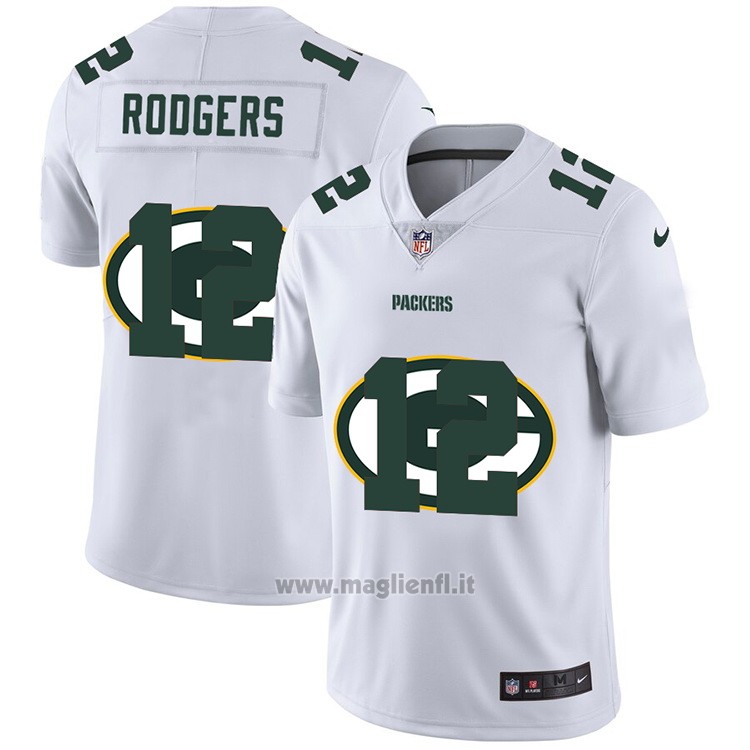 Maglia NFL Limited Green Bay Packers Rodgers Logo Dual Overlap Bianco